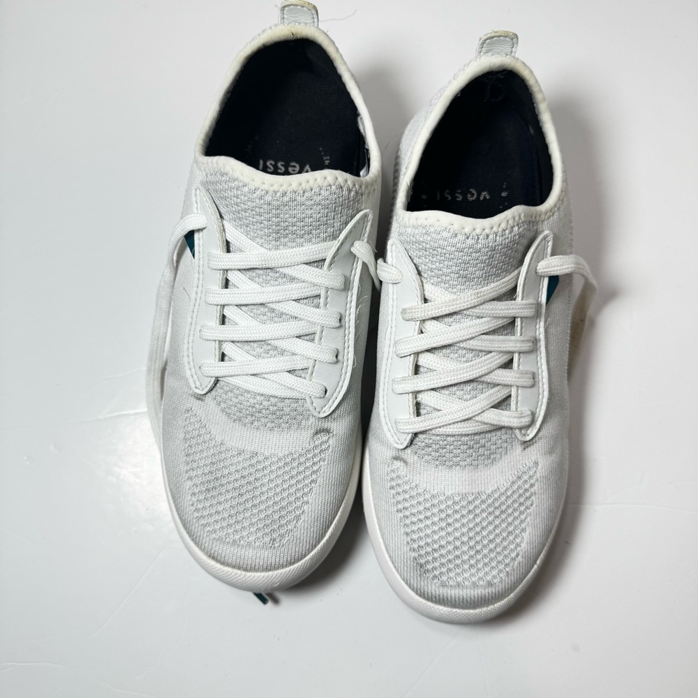 Vessi Weekend White Knit Sneakers W7 7 Women Waterproof Lightweight Casual Shoes - Picture 2 of 9